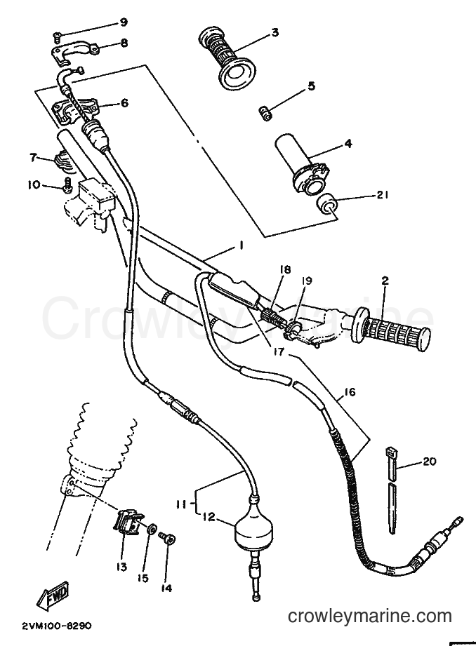 1988 Dirt Bike YZ250 - YZ250 (2VM0) [010] - STEERING HANDLE & CABLE