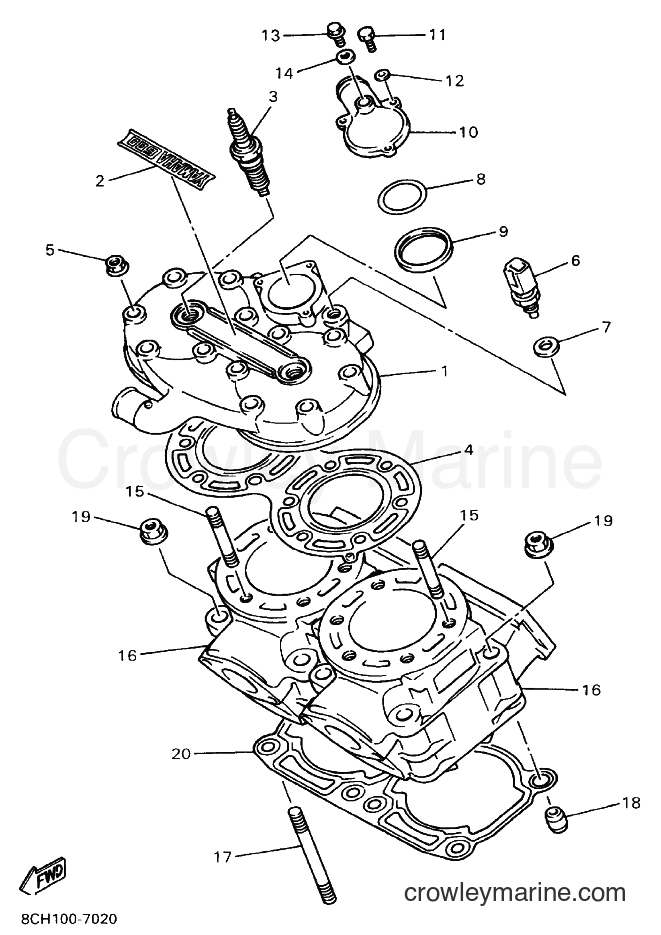 1997 Snowmobile VX700LT - VX700LT (8CP1) [020] - CYLINDER HEAD