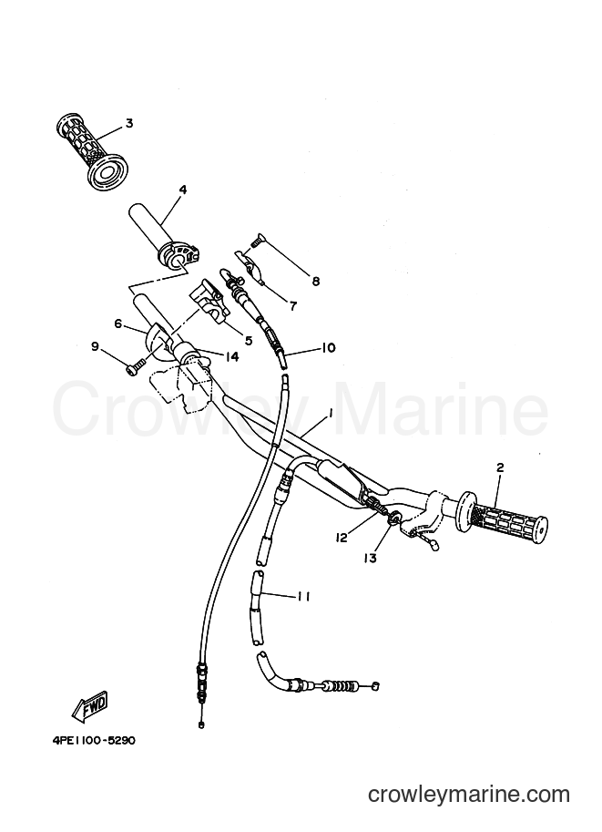 1995 Dirt Bike YZ125 - YZ125 (4PE2) [999] - STEERING HANDLE & CABLE