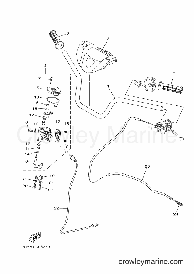 Yamaha Motors YFM700FWB (B16F) [010] - STEERING HANDLE & CABLE