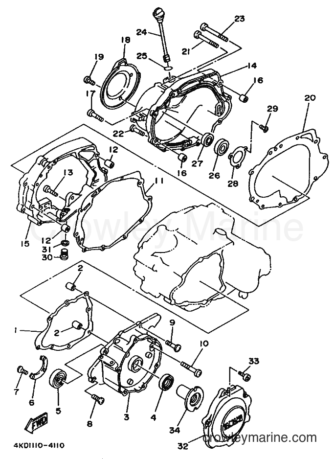 1995 ATV YFB250FW - YFB250FW (4KD5) [010] - CRANKCASE COVER 1
