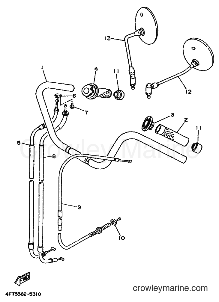 1995 Cruiser XV500 - XV500 (4FT5) [999] - STEERING HANDLE & CABLE