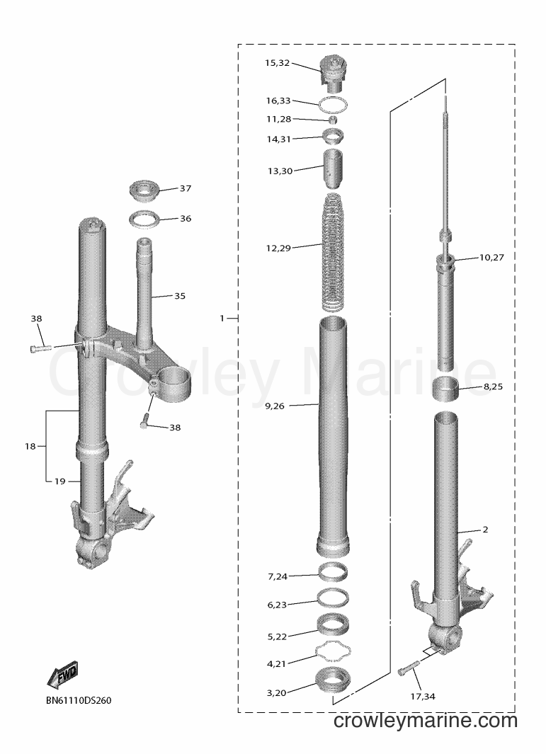 2018 Sport Bike YZF-R6 - YZF-R6 (BN6A) [050] - FRONT FORK