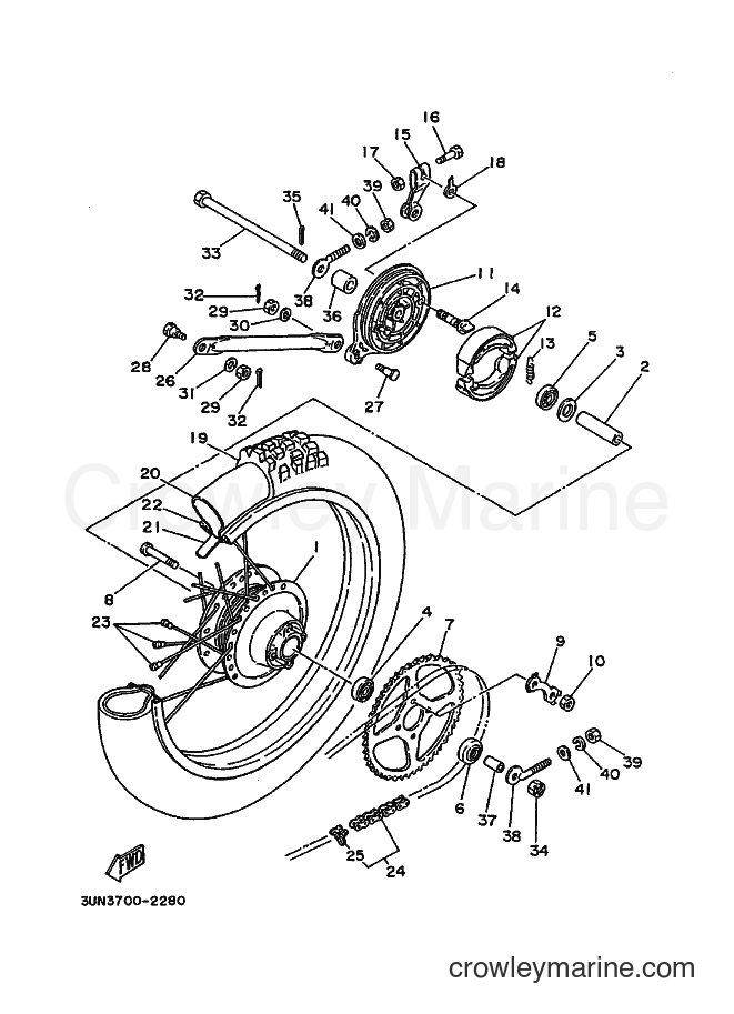 1993 Dirt Bike DT50LC - DT50LC (3BK9) [010] - REAR WHEEL
