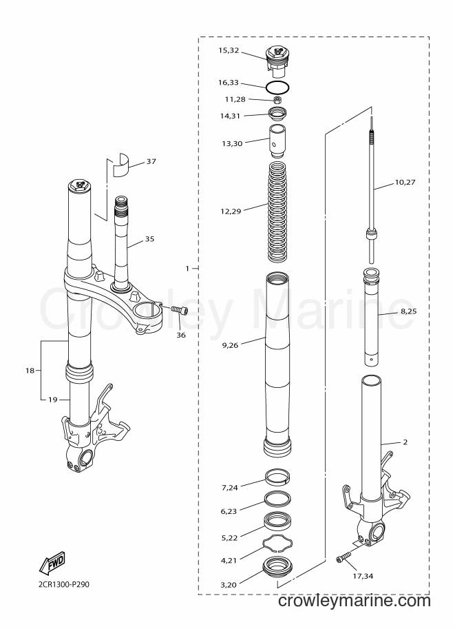 2015 Sport Bike YZF-R1 - YZF-R1 (2CR1) [050] - FRONT FORK