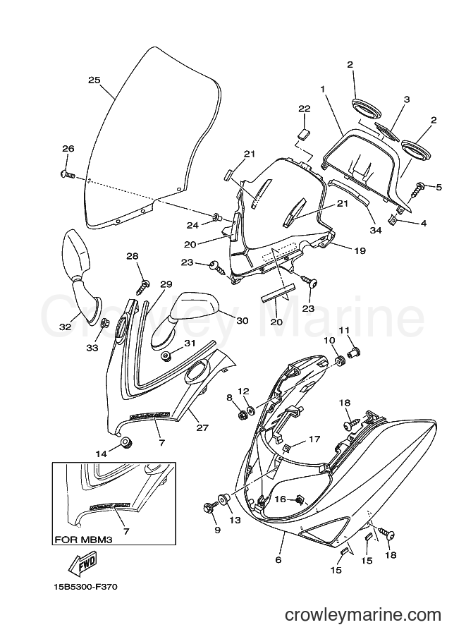 Yamaha Motors XP500A (15B5) [010] - WINDSHIELD