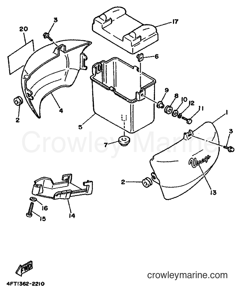 1993 Cruiser XV500 - XV500 (4FT2) [999] - SIDE COVER & OIL TANK