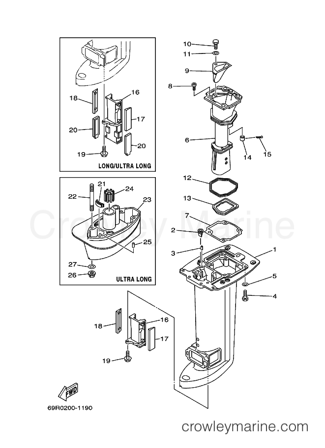 Yamaha Motors 25B (69R1) [020] - UPPER CASING