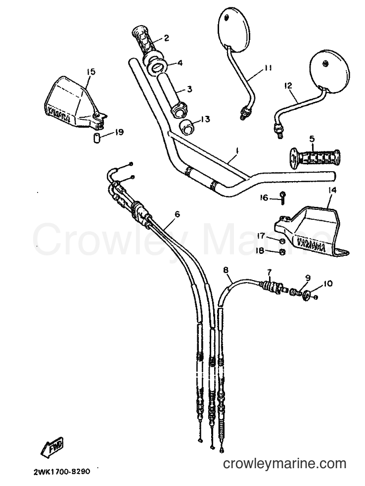 1988 Dirt Bike XT600 - XT600 (2WJ1) [999] - STEERING HANDLE & CABLE