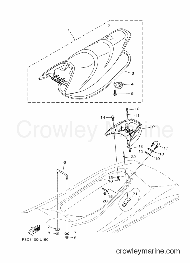 Yamaha Motors VX700-L (F3D1) [010] - SEAT & UNDER LOCKER