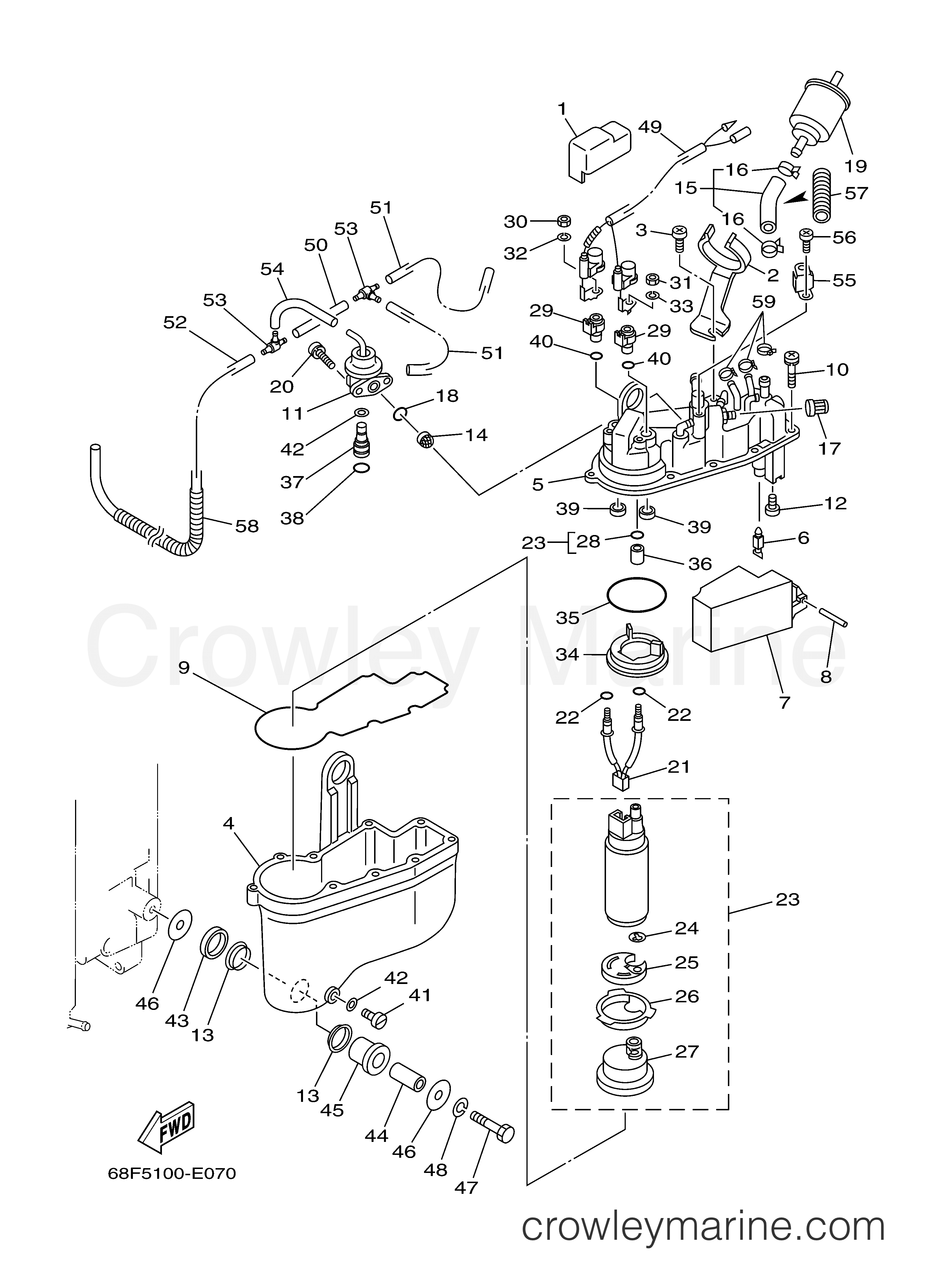 VAPOR SEPARATOR 1 - 2006 Outboard 200hp Z200TXR | Crowley Marine