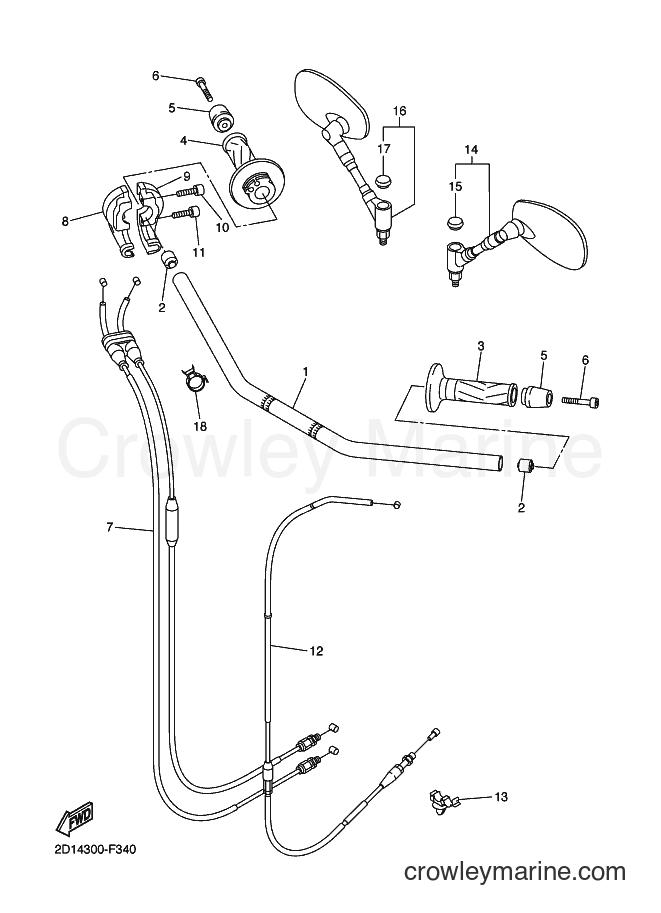 2007 Street Bike FZ1-N - FZ1-N (2D14) [050] - STEERING HANDLE & CABLE