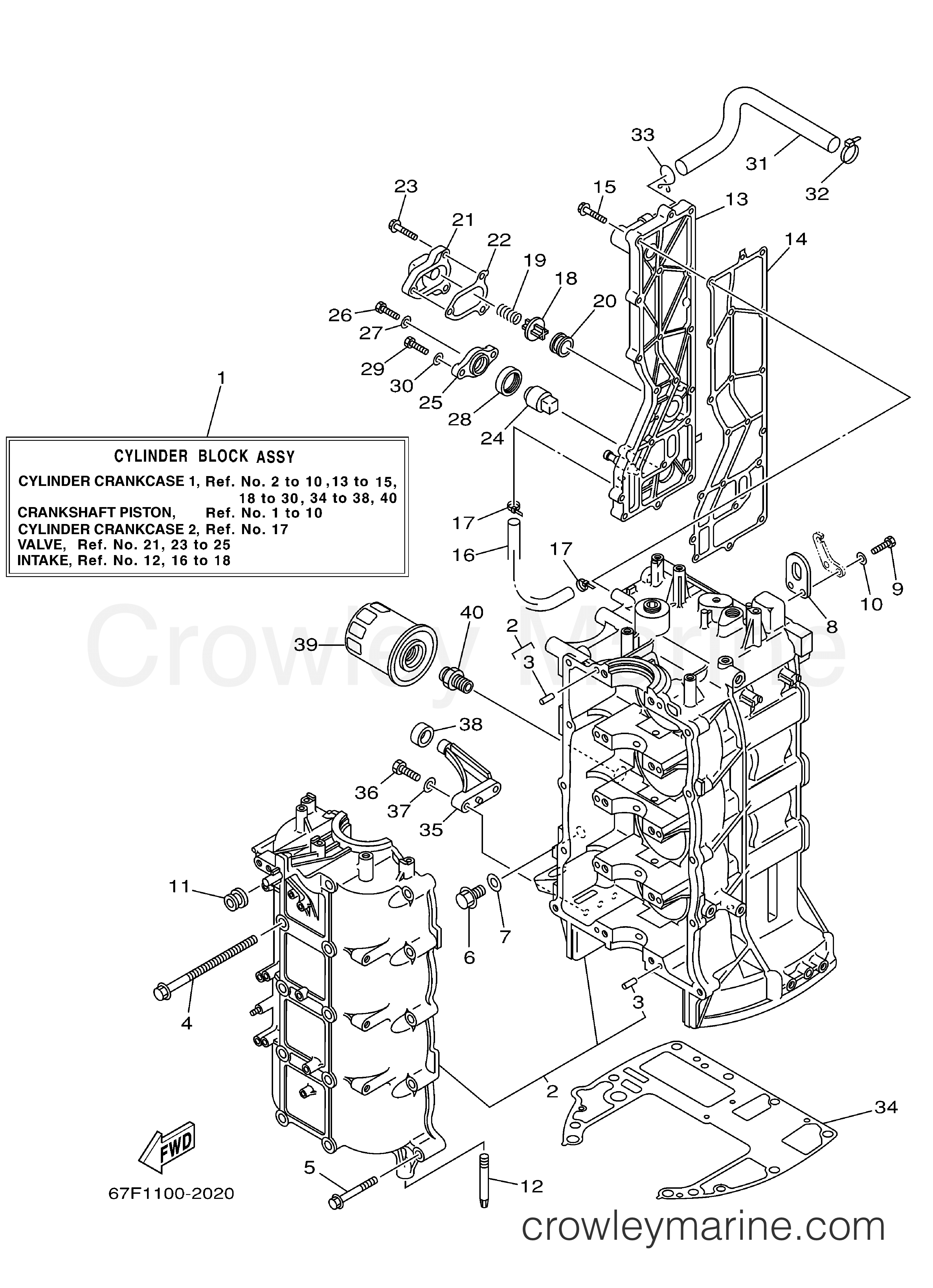 Yamaha Motors F100TXRB - CYLINDER CRANKCASE 1