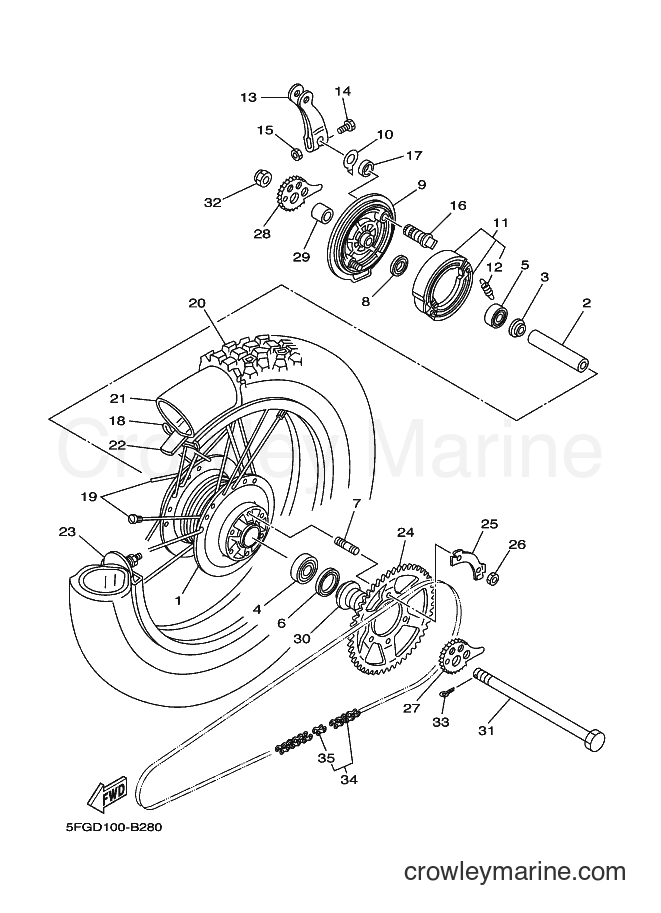 2003 Dirt Bike TT-R225 - TT-R225 (5FGF) [010] - REAR WHEEL