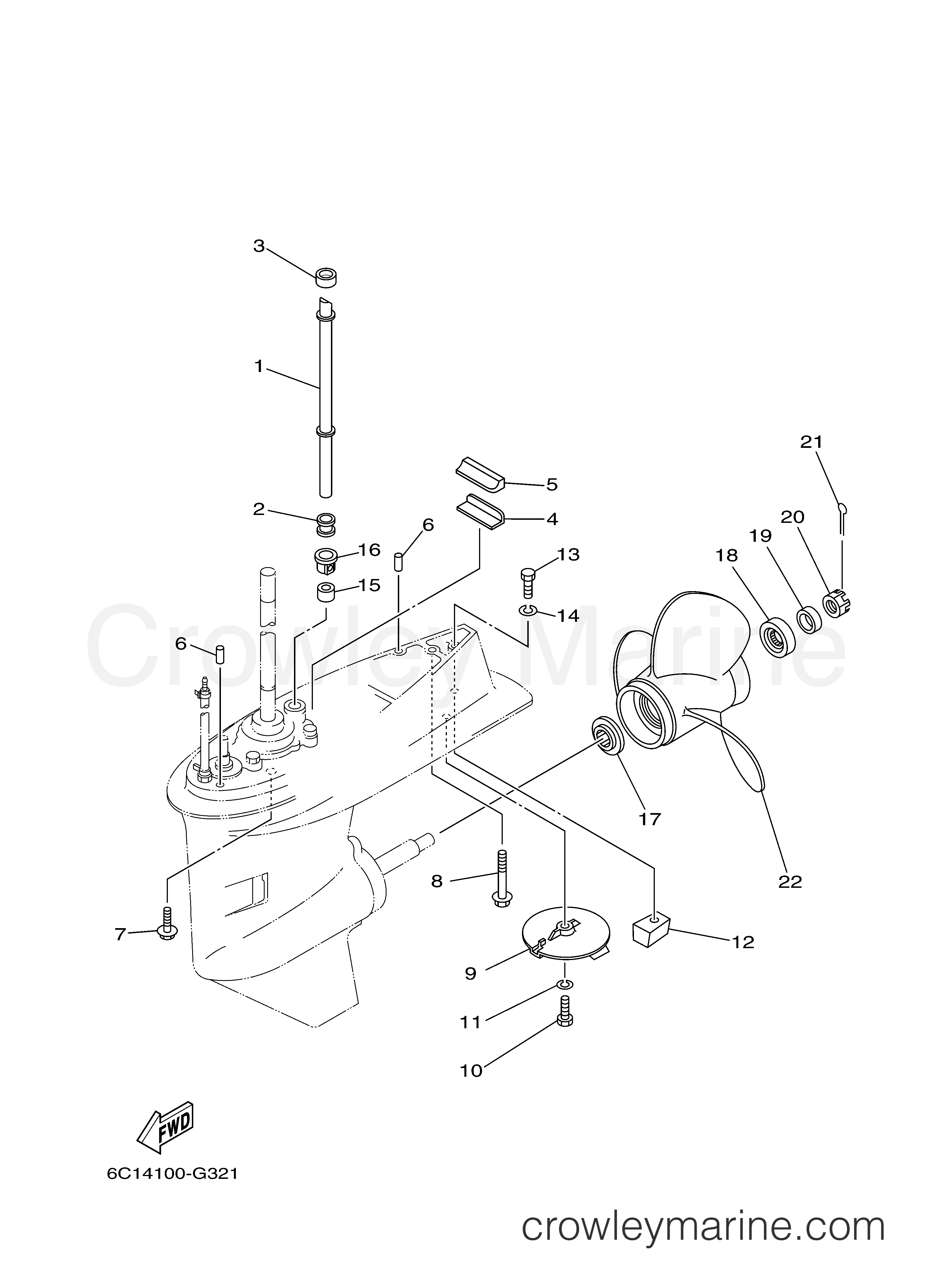 LOWER CASING DRIVE 2 2009 Outboard 60hp F60TLR Crowley Marine