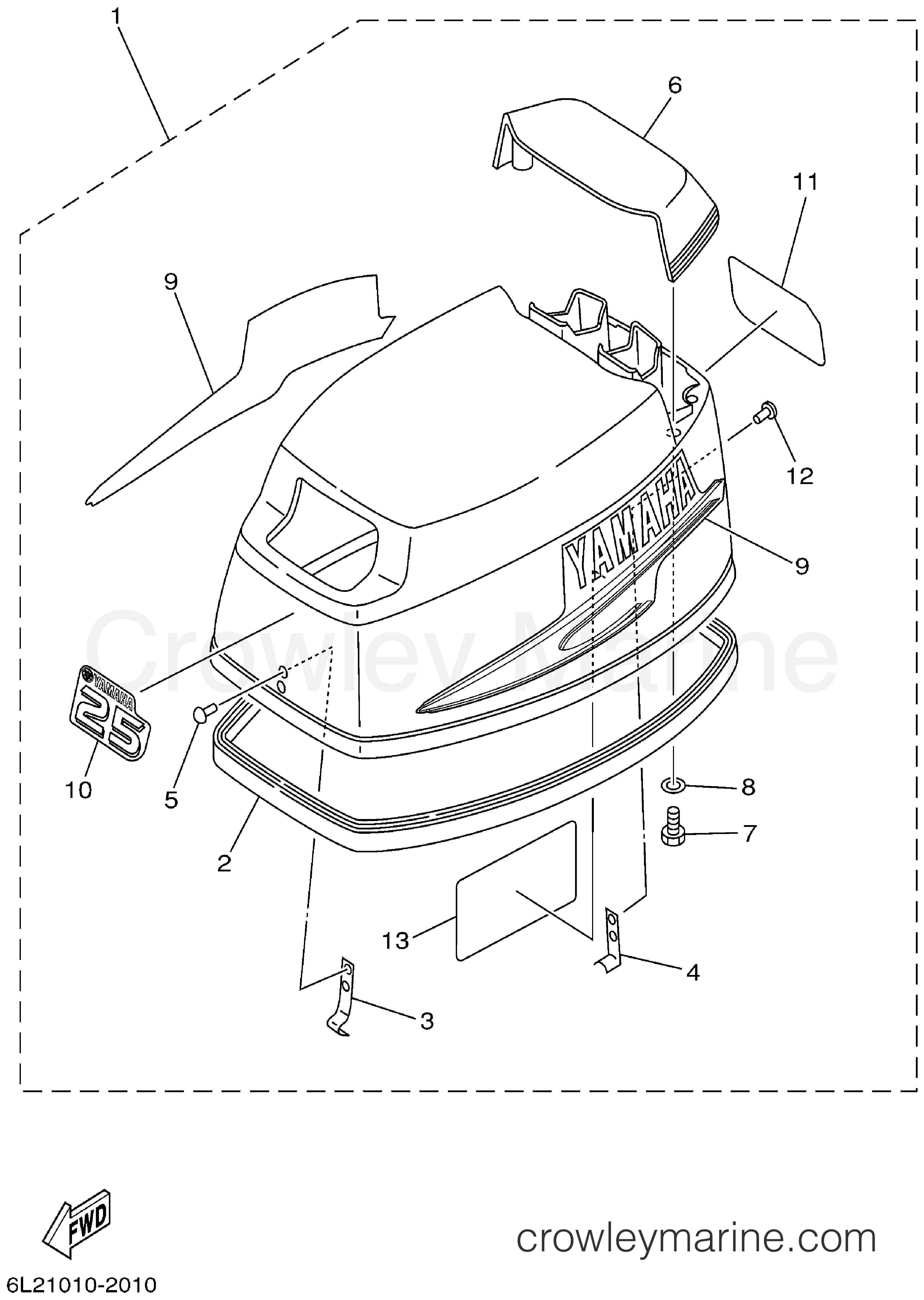 Yamaha Motors 25MSHA - TOP COWLING