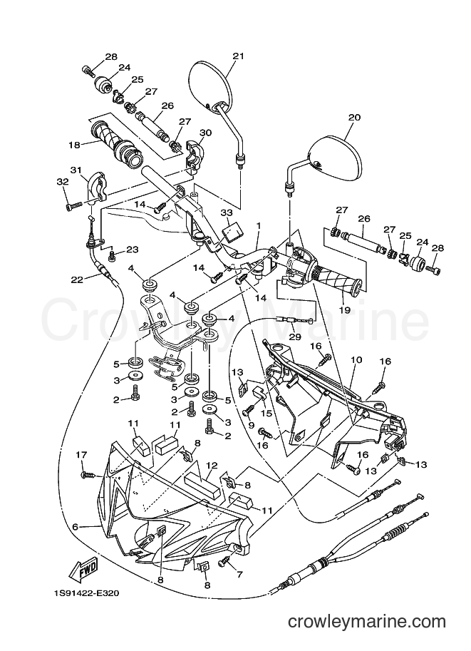 2006 Scooter T135SE - T135SE (1S91) [010] - STEERING HANDLE & CABLE