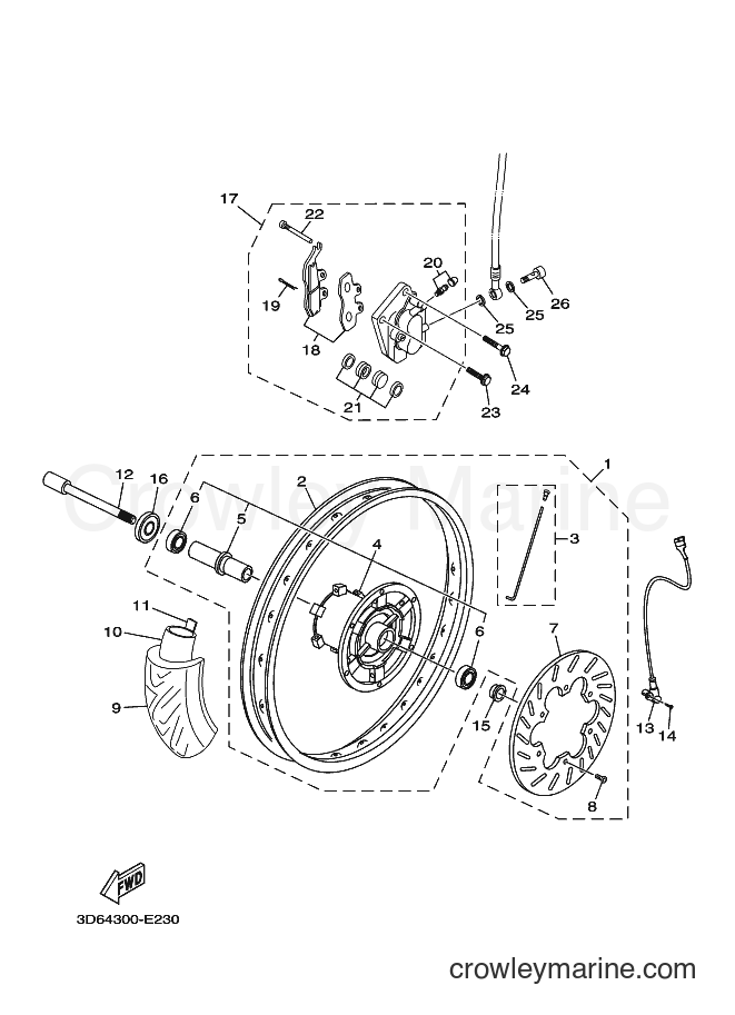 2006 Dirt Bike XT125X - XT125X (3D64) [010] - FRONT WHEEL & BRAKE SYSTEM