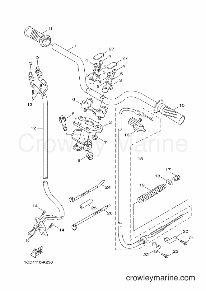 Yamaha Motors YW50F (1CD4) [010] - STEERING HANDLE & CABLE