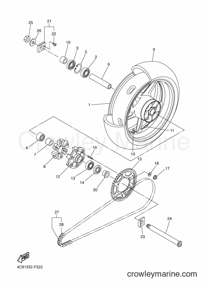 2008 Sport Bike YZF-R1 - YZF-R1 (4C8D) [010] - REAR WHEEL