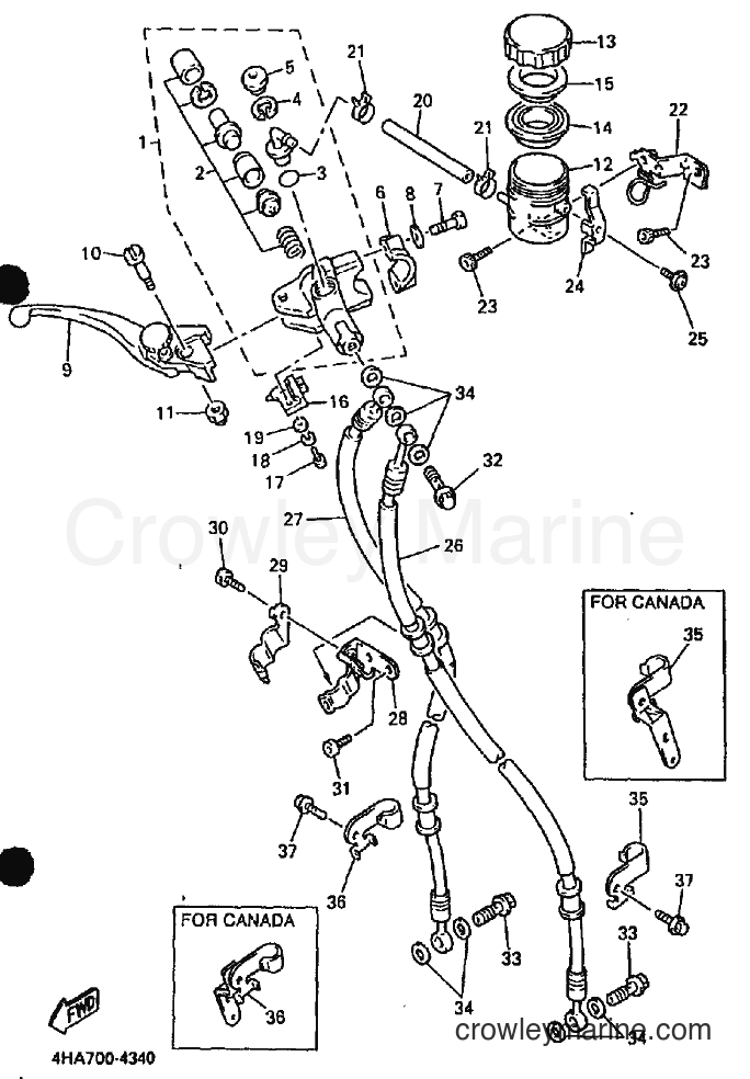 1994 Sport Bike YZF750R - YZF750R (4HA2) [010] - FRONT MASTER CYLINDER