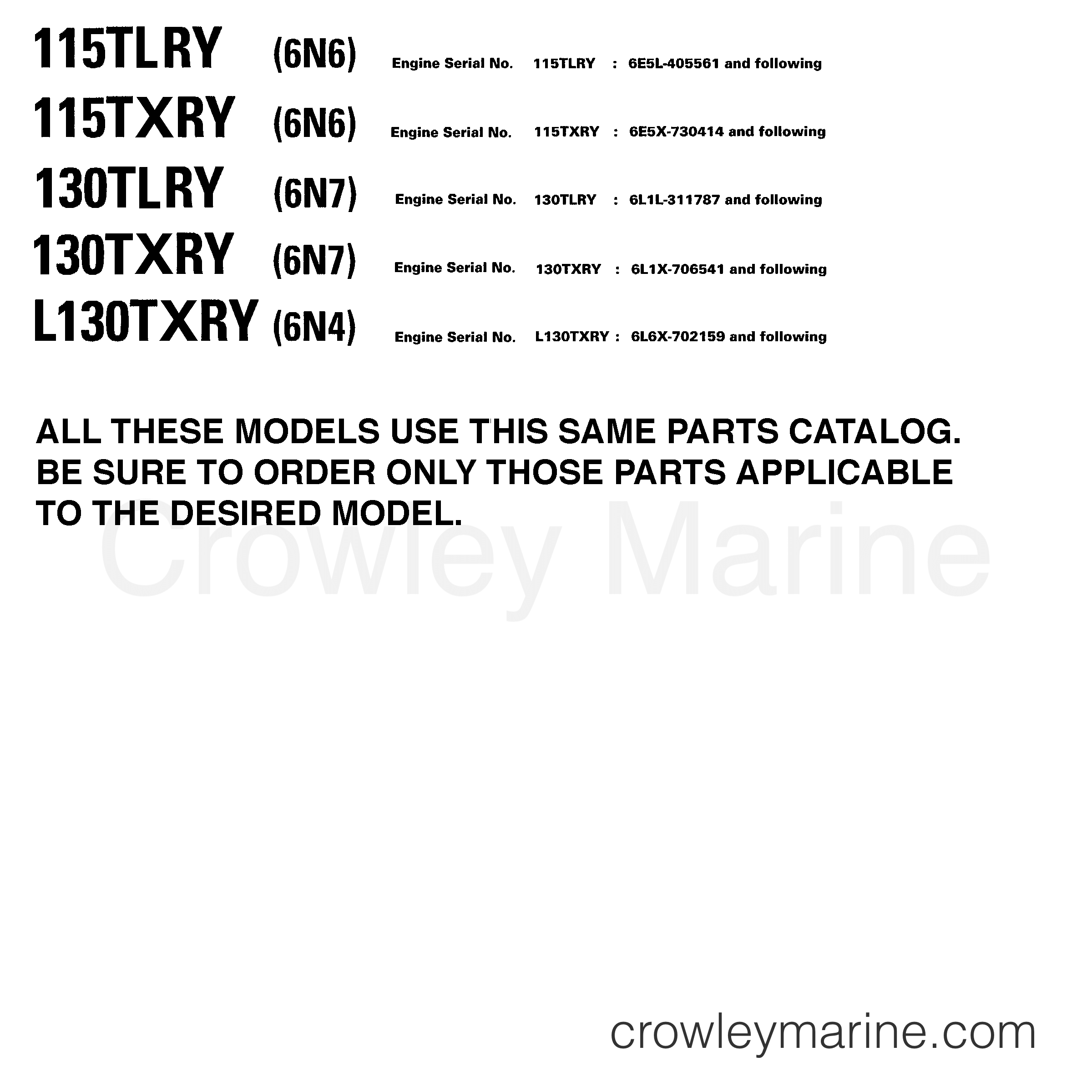2000 Outboard 130hp - L130TXRY - MODELS IN THIS CATALOG