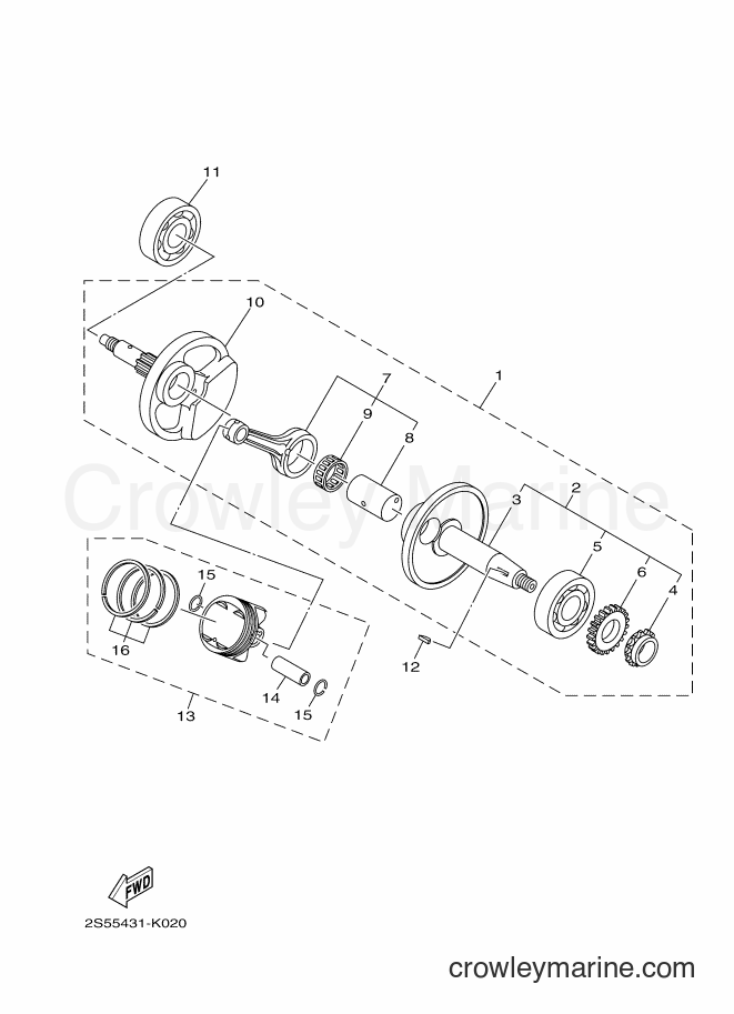 2014 Scooter T135F - T135F (2S5C) [010] - CRANKSHAFT & PISTON