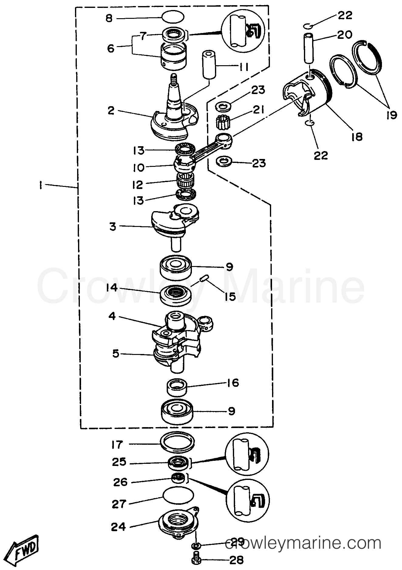 Yamaha Motors 20MLHU - CRANKSHAFT PISTON