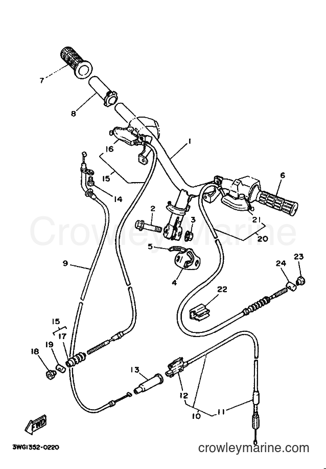 1990 Scooter CY50 - CY50 (3WG1) [999] - STEERING HANDLE & CABLE