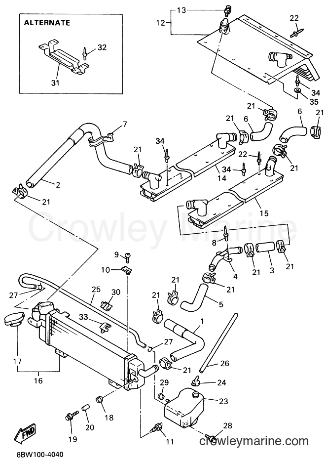 1994 Snowmobile VX750 - VX750 (8BW1) [040] - RADIATOR & HOSE