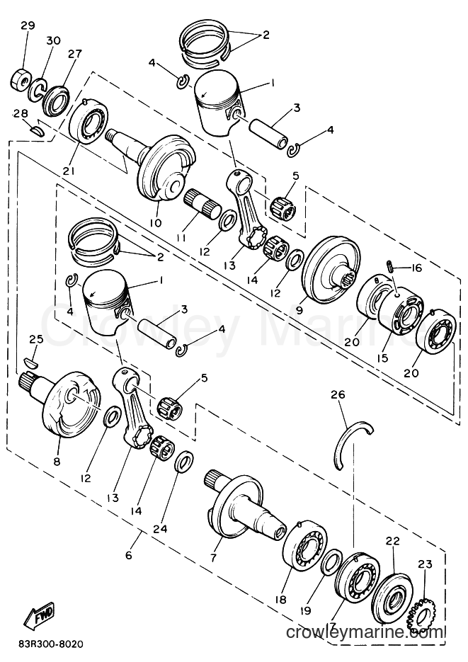 1990 Snowmobile VK540P - VK540P (85R2) [999] - CRANKSHAFT & PISTON