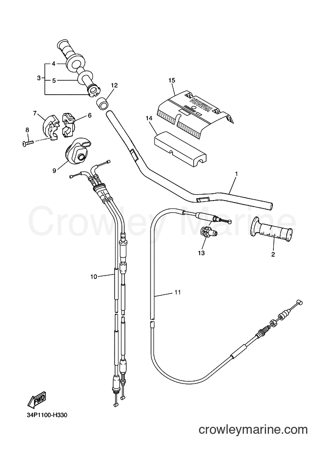 2009 Dirt Bike YZ450F - YZ450F (34P2) [010] - STEERING HANDLE & CABLE