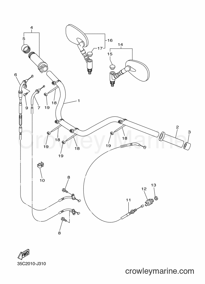 Yamaha Motors XVS400 (35C2) [010] - STEERING HANDLE & CABLE