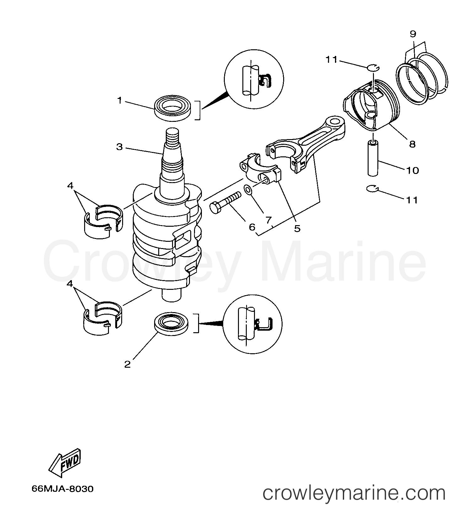 Yamaha Motors F15ELHX - CRANKSHAFT PISTON