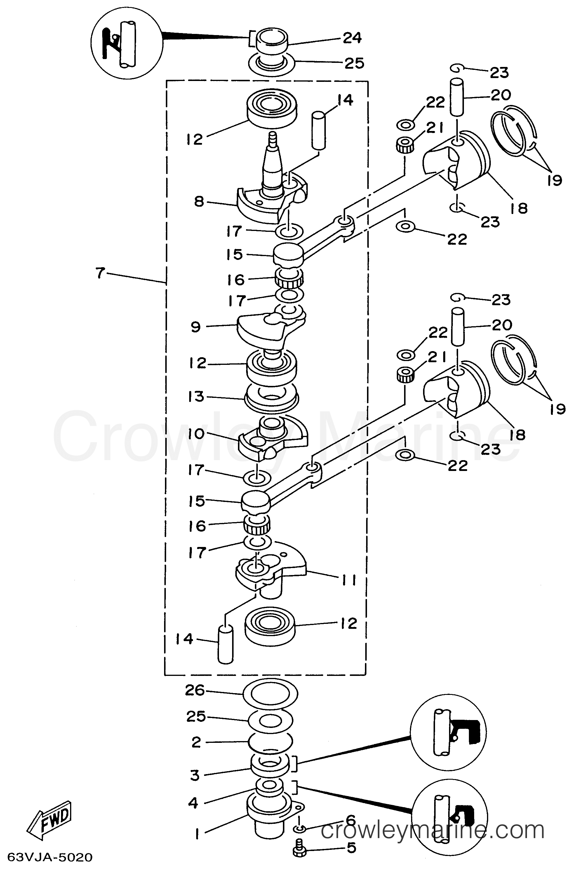Yamaha Motors 9.9MLHU - CRANKSHAFT PISTON