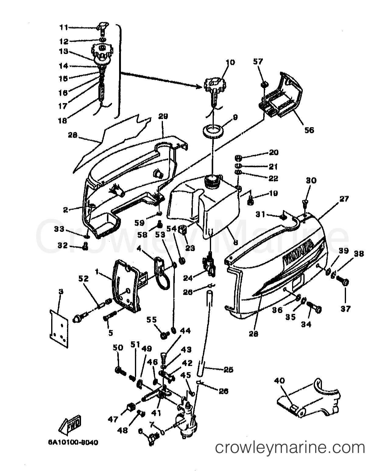 COWLING FUEL 2001 Yamaha Outboard 2hp 2MSHZ Crowley Marine
