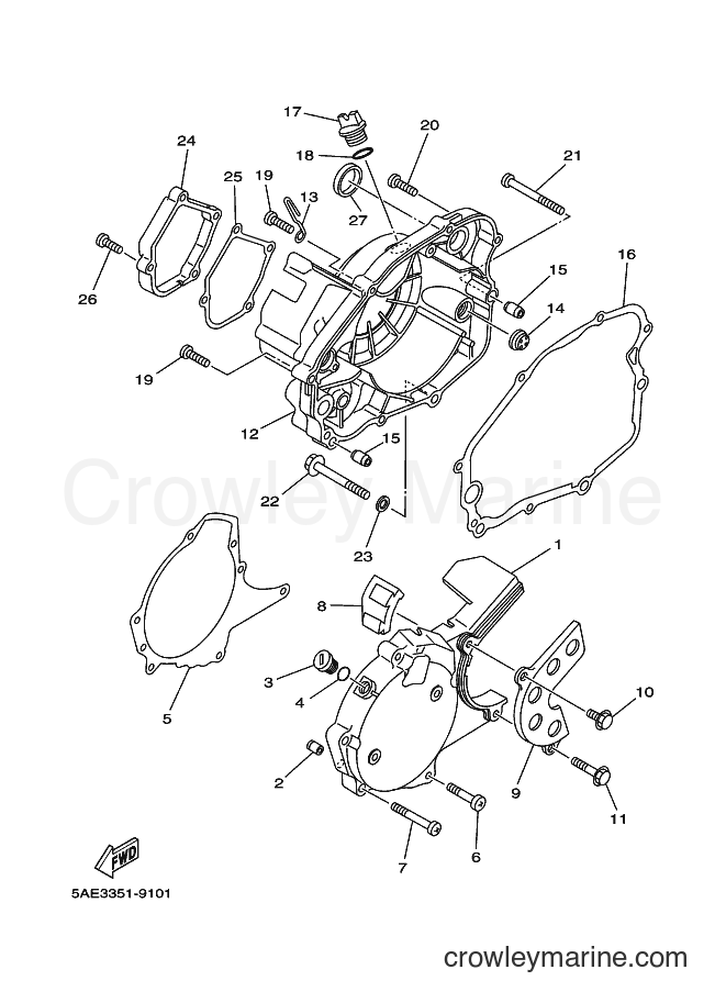 2000 Dirt Bike TDR125 - TDR125 (5AN8) [050] - CRANKCASE COVER 1