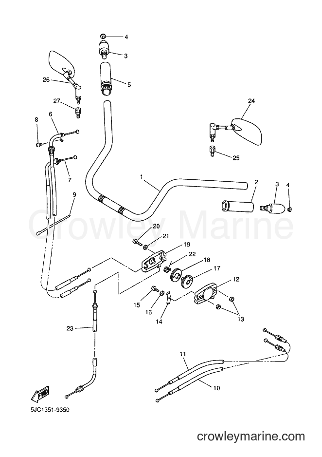 2000 Cruiser XVZ13TF - XVZ13TF (5JC2) [010] - STEERING HANDLE & CABLE