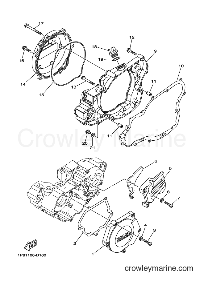 Yamaha Motors YZ250 (1P8A) [010] - CRANKCASE COVER 1