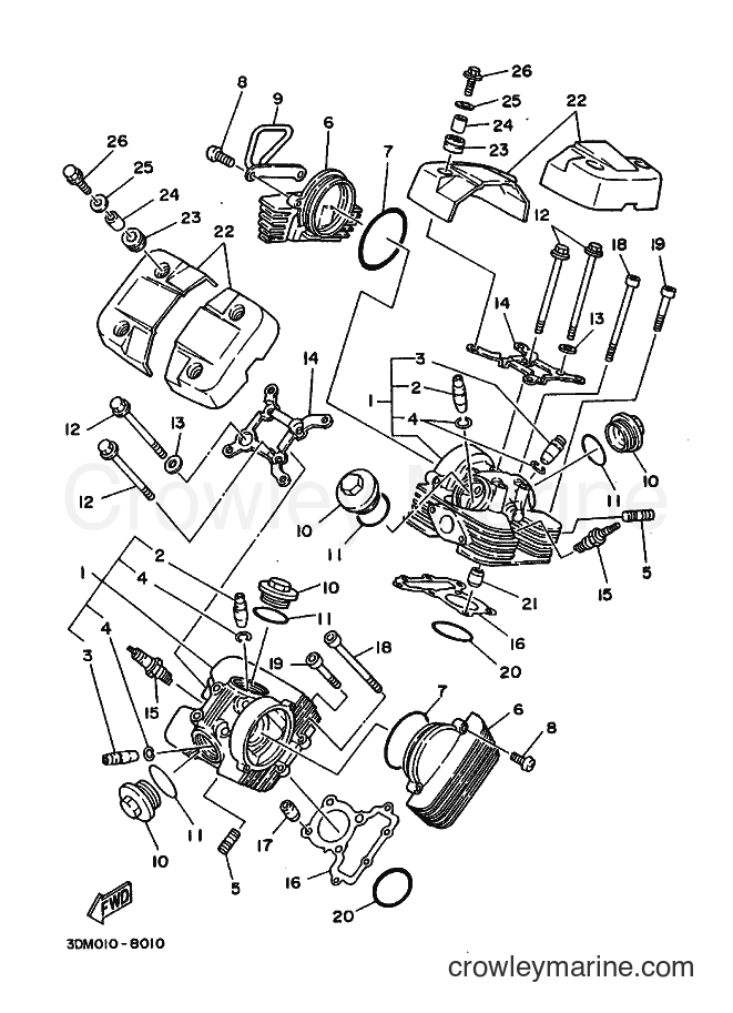1989 Cruiser XV250 - XV250 (3DN2) [010] - CYLINDER HEAD