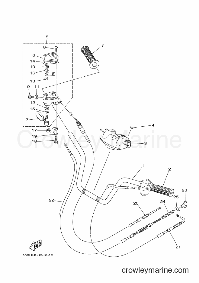 Yamaha Motors YFM350A (B142) [010] - STEERING HANDLE & CABLE