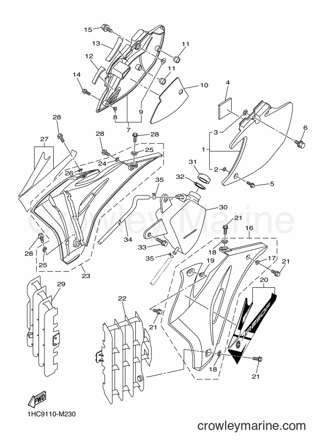 2013 Dirt Bike WR250F - WR250F (1HCA) [010] - SIDE COVER
