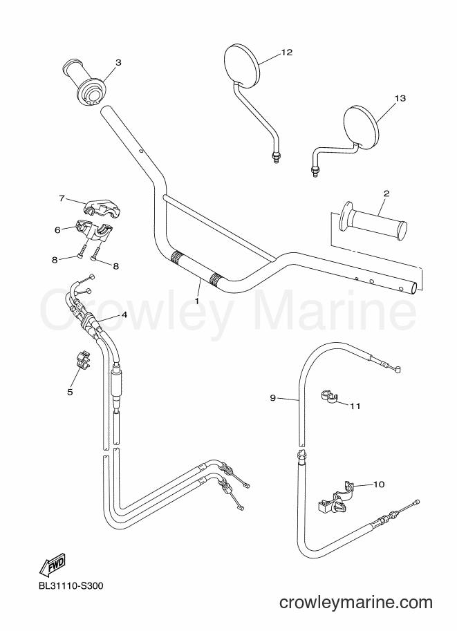 Yamaha Motors XVS950XR (BL33) [010] - STEERING HANDLE & CABLE
