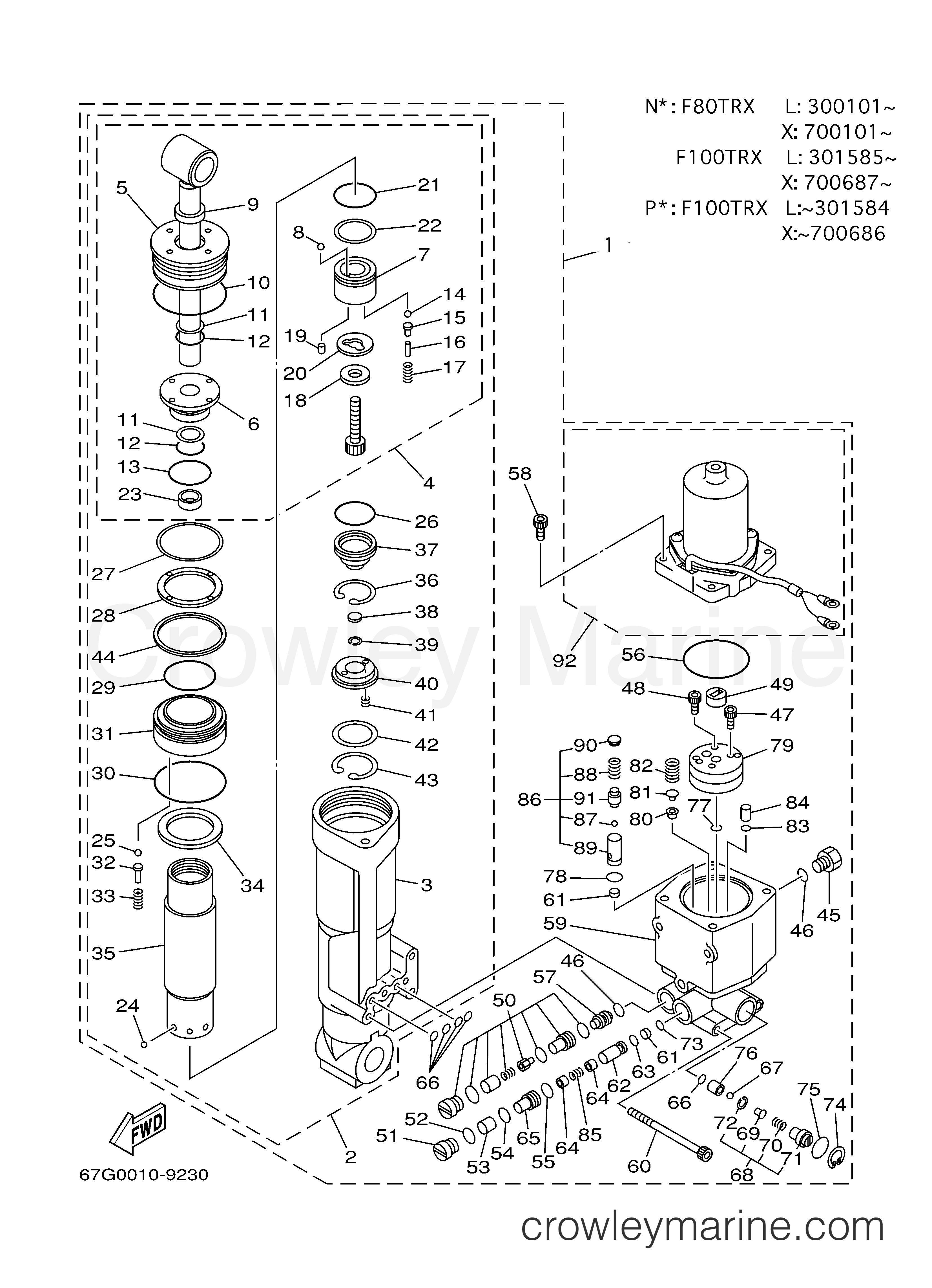 POWER TRIM TILT ASSEMBLY 1 1999 Outboard 80hp F80TLRX Crowley Marine
