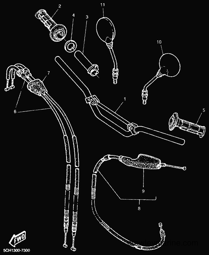 2000 Dirt Bike TT600R - TT600R (5CH3) [010] - STEERING HANDLE & CABLE