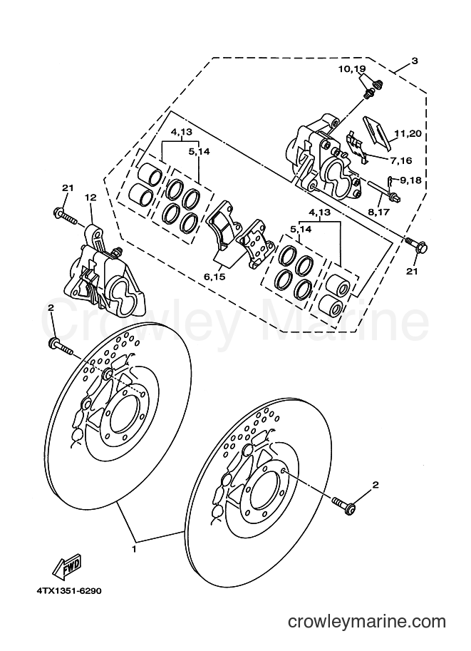 1997 Street Bike TDM850 - TDM850 (4TX2) [080] - FRONT BRAKE CALIPER