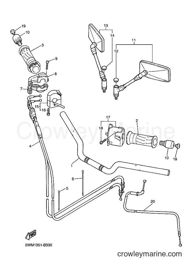 2003 Street Bike XJR1300 - XJR1300 (5WM1) [070] - STEERING HANDLE & CABLE