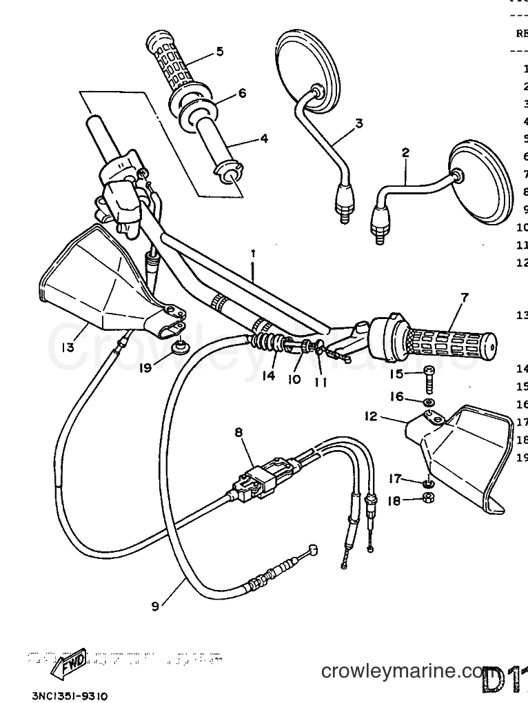 1989 Dirt Bike DT125R - DT125R (3PY1) [999] - STEERING HANDLE & CABLE
