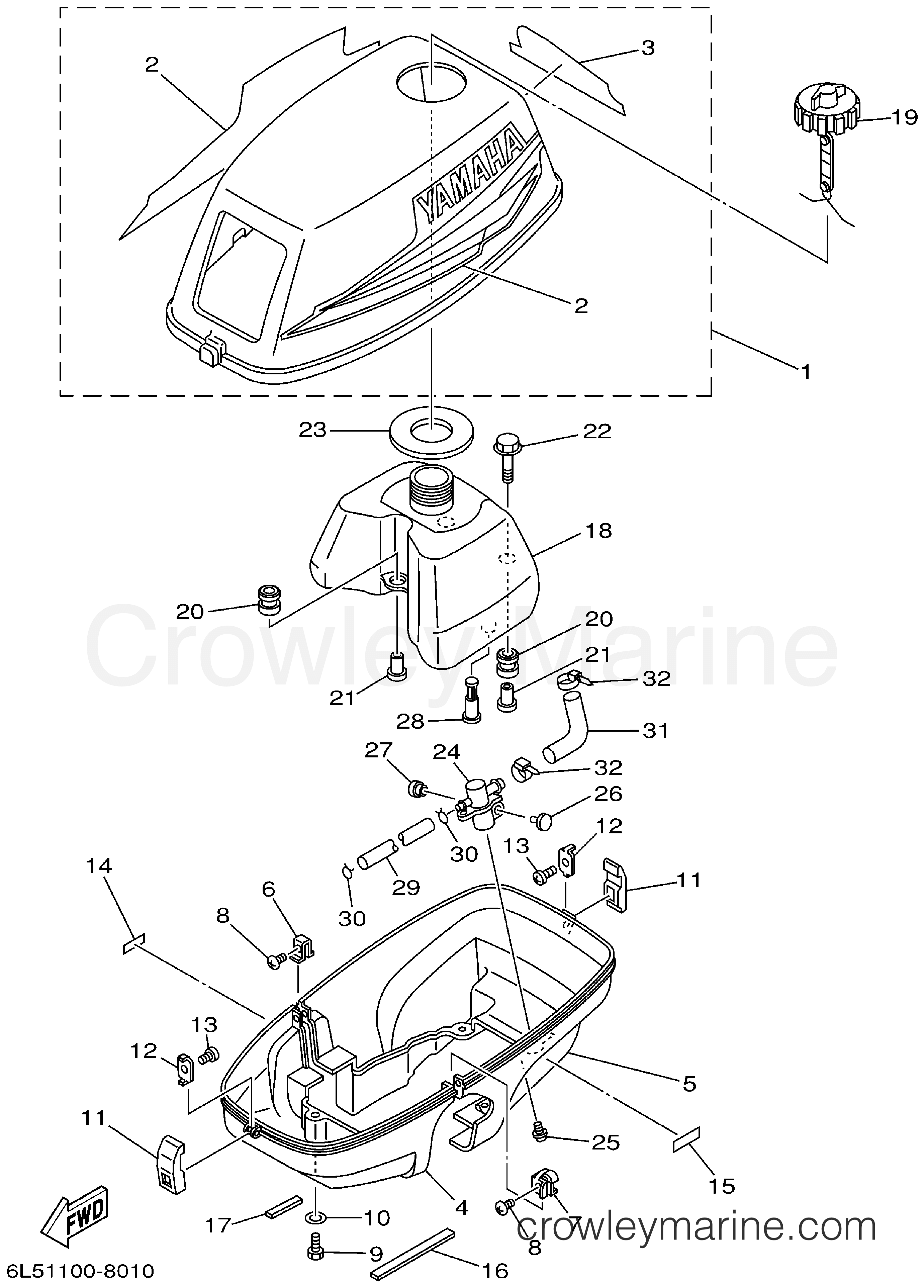 Yamaha Motors 3MSHA - COWLING FUEL
