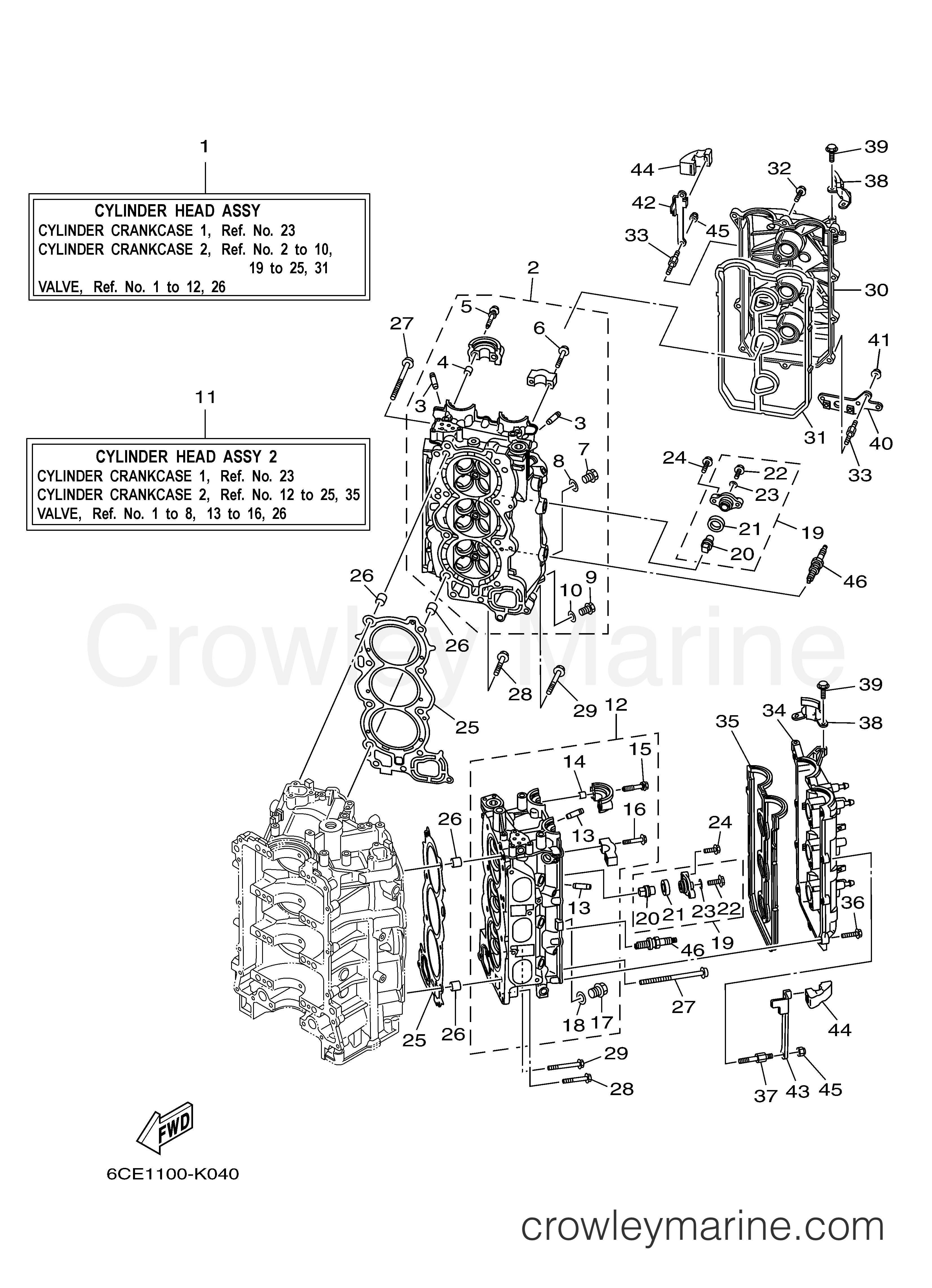 Yamaha Motors LF225XCA - CYLINDER CRANKCASE 2